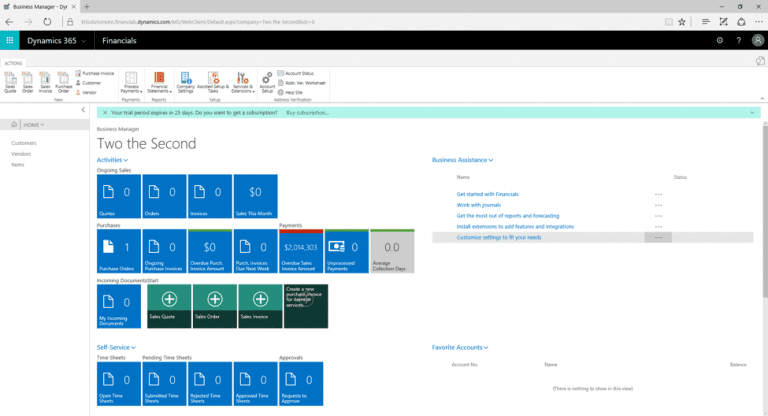 Microsoft dynamics 365 homepage